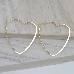 BRINCO ARGOLA CORACÃO G ACHATADO BANHO OURO 18K