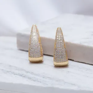 BRINCO ARGOLA GRANDE ELEGANTE CRAVEJADA BANHO OURO 18K