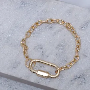 PULSEIRA CORRENTE FECHO CADEADO DOURADO BANHO OURO 18K