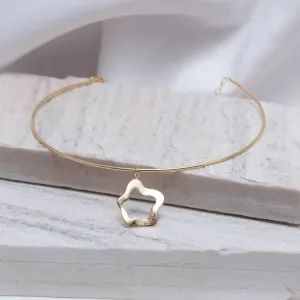 COLAR ARO COM PINGENTE ORGÂNICO BANHO OURO 18K