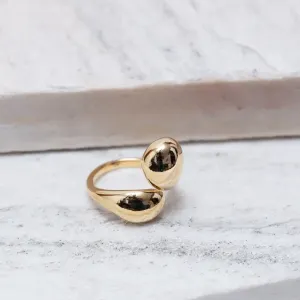 ANEL GOTAS LISO REGULÁVEL BANHO OURO 18K