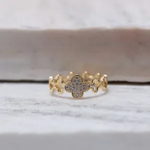 ANEL VIRGINIA CRAVEJADO E LISO VAZADO BANHO OURO 18K