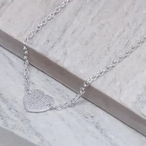 CHOKER ELOS COM CORAÇÃO CRAVEJADO BANHO PRATA