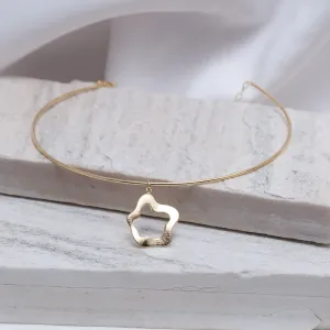 COLAR ARO COM PINGENTE ORGÂNICO BANHO OURO 18K