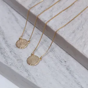 COLAR ESCAPULÁRIO PAI NOSSO REDONDO BANHO OURO 18K