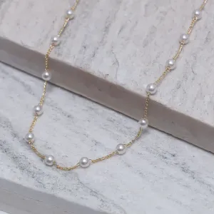 COLAR LONGO COM PÉROLAS P BANHO OURO 18K