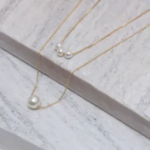 COLAR LONGO CORRENTE DUPLA COM PÉROLAS BANHO OURO 18K