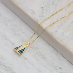 COLAR NOSSA SENHORA M COM ZIRCÔNIAS AZUL BANHO OURO 18K