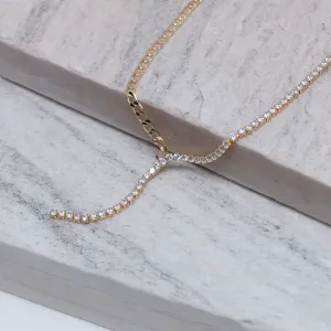 COLAR PÊNDULO COM DUPLO ELO BANHO OURO 18K