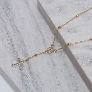 COLAR TERÇO TRADICIONAL DOURADO BANHO OURO 18K // 15556554