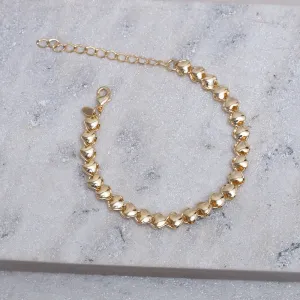 PULSEIRA CORAÇÕES LISOS BANHO OURO 18K