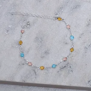 PULSEIRA CRISTAIS COLORIDOS BANHO PRATA