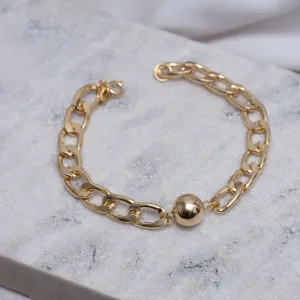 PULSEIRA ELOS GRUMET COM BOLA BANHO OURO 18K