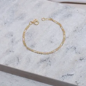 PULSEIRA INFANTIL MASCULINA ELOS DUPLOS BANHO OURO 18K