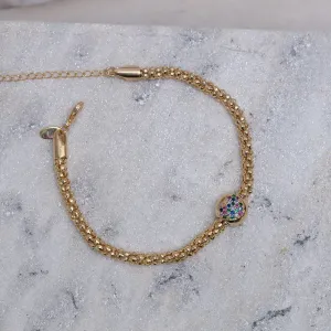 PULSEIRA OCA COM BERLOQUE CORAÇÃO BANHO OURO 18K