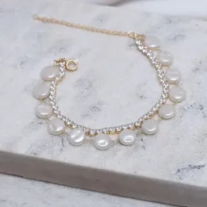 PULSEIRA PÉROLAS COM FIO RIVIERA BANHO OURO 18K