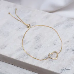 PULSEIRA REGULAGEM CORAÇÃO VAZADO BANHO OURO 18K