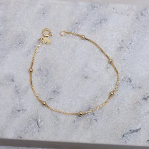 PULSEIRA VENEZIANA COM BOLINHAS LISAS BANHO OURO 18K