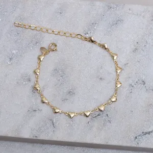 TORNOZELEIRA CORAÇÕES ABAULADOS BANHO OURO 18K