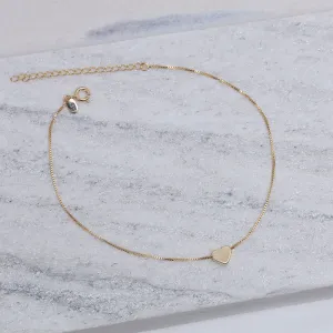 TORNOZELEIRA VENEZIANA COM CORAÇÃO LISO BANHO OURO 18K