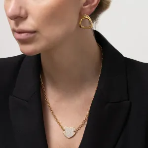 CHOKER ELOS COM CORAÇÃO CRAVEJADO BANHO OURO 18K