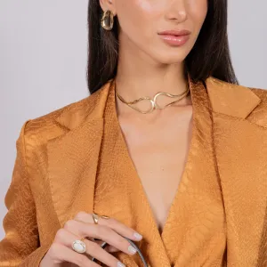 CHOKER FITA ESPELHADA 3MM BANHO OURO 18K