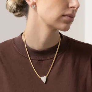 CONJUNTO MALHA ALEMÃ COM CORAÇÃO PRATA BANHO OURO 18K