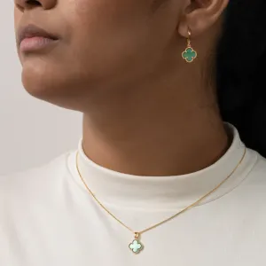 CONJUNTO VIRGINIA VERDE BANHO OURO 18K