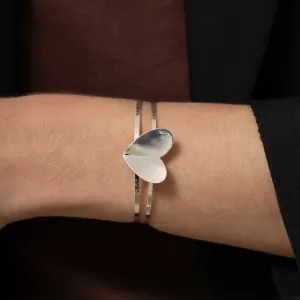 BRACELETE CORAÇÃO LISO BANHO PRATA