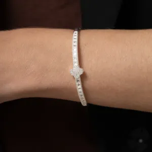 BRACELETE VIRGINIA CRAVEJADO E COM ZIRCÔNIAS CRISTAIS BANHO PRATA