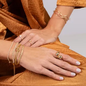 PULSEIRA FITA ESPELHADA E COM ZIRCÔNIAS BANHO OURO 18K