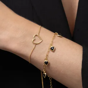 PULSEIRA REGULAGEM CORAÇÃO VAZADO BANHO OURO 18K