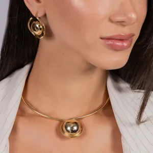 BRINCO ARO COM ESFERA BANHO OURO 18K