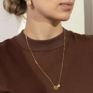 COLAR ESCAPULÁRIO ÁRVORE DA VIDA E CORAÇÃO BANHO OURO 18K