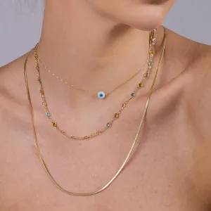 COLAR OLHO GREGO VENEZIANA FINA BANHO OURO 18K