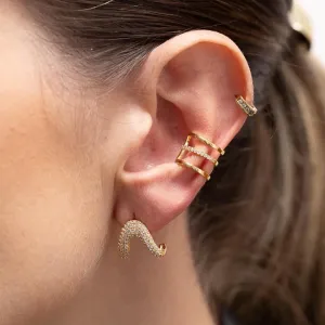BRINCO EAR CUFF PONTEAGUDO CRAVEJADO BANHO OURO 18K