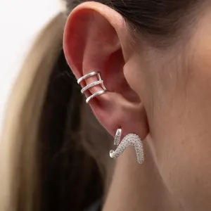 BRINCO EAR CUFF PONTEAGUDO CRAVEJADO BANHO PRATA