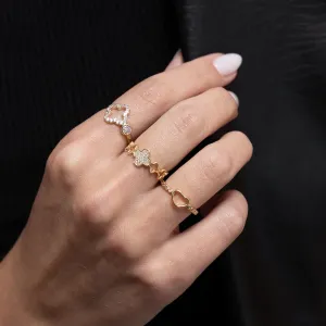 ANEL VIRGINIA VAZADO COM PONTO DE LUZ BANHO OURO 18K