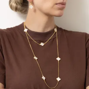 CONJUNTO VIRGINIA BRANCO PEROLIZADO BANHO OURO 18K