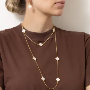 COLAR LONGO VIRGINIA BRANCO PEROLIZADO BANHO OURO 18K