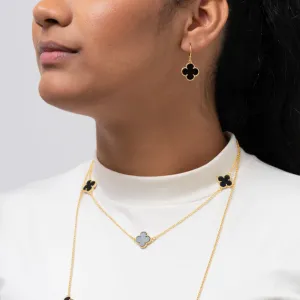 CONJUNTO VIRGINIA PRETO BANHO OURO 18K