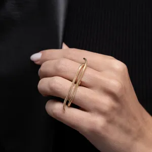 ANEL DUPLO LISO REGULÁVEL BANHO OURO 18K
