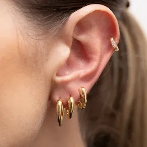 BRINCO ARGOLINHA PP ACHATADO COM ZIRCÔNIAS BANHO OURO 18K