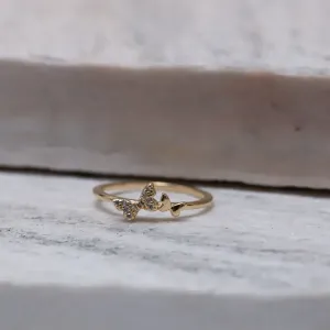 ANEL BORBOLETAS DELICADO BANHO OURO 18K