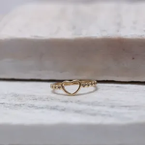 ANEL CORAÇÃO DELICADO BANHO OURO 18K