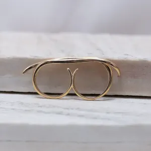 ANEL DUPLO LISO REGULÁVEL BANHO OURO 18K