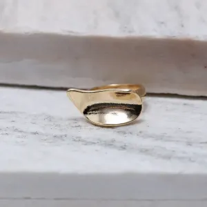 ANEL FOLHA ORGÂNICA LISA BANHO OURO 18K