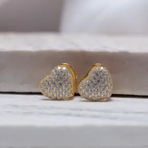 BRINCO ARGOLA CORAÇÃO COM ZIRCÔNIAS CRISTAIS BANHO OURO 18K