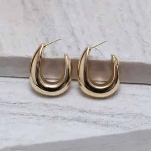 BRINCO ARGOLA GOTA U LISO BANHO OURO 18K