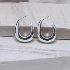 BRINCO ARGOLA GOTA U LISO BANHO PRATA